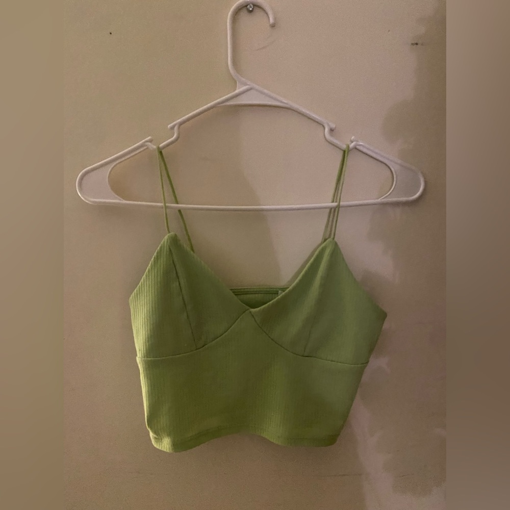 Small Cute Cropped Neon Green Tank Top